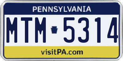 PA license plate MTM5314