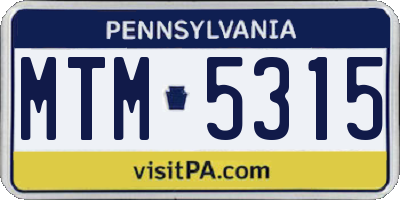 PA license plate MTM5315