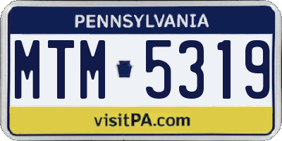 PA license plate MTM5319