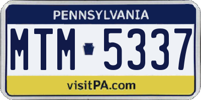PA license plate MTM5337