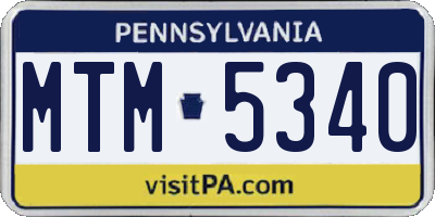 PA license plate MTM5340