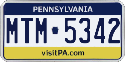 PA license plate MTM5342