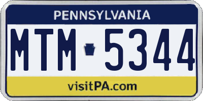 PA license plate MTM5344