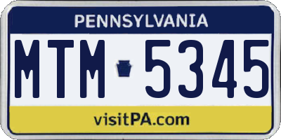 PA license plate MTM5345