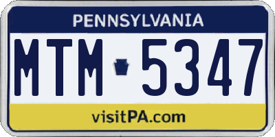 PA license plate MTM5347