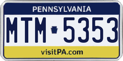 PA license plate MTM5353