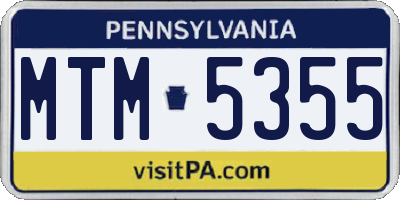 PA license plate MTM5355