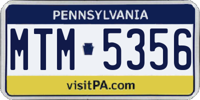 PA license plate MTM5356