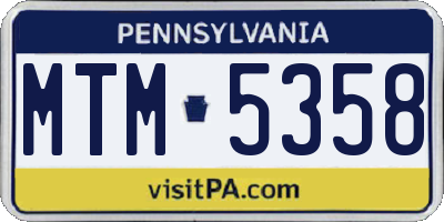 PA license plate MTM5358