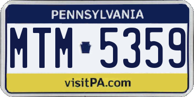 PA license plate MTM5359