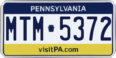 PA license plate MTM5372