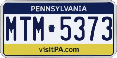 PA license plate MTM5373