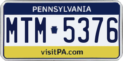 PA license plate MTM5376