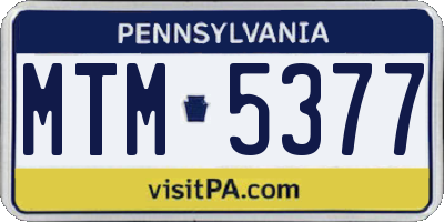 PA license plate MTM5377