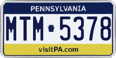 PA license plate MTM5378