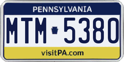 PA license plate MTM5380