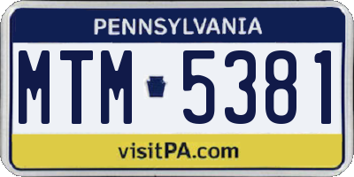 PA license plate MTM5381