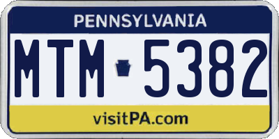 PA license plate MTM5382