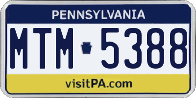 PA license plate MTM5388