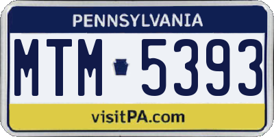 PA license plate MTM5393