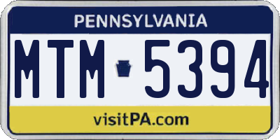 PA license plate MTM5394