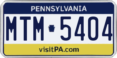 PA license plate MTM5404