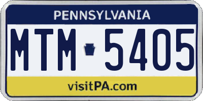 PA license plate MTM5405