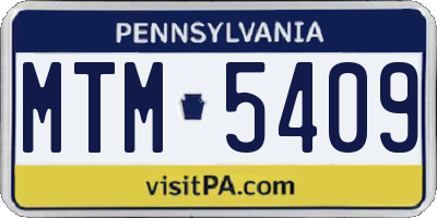 PA license plate MTM5409