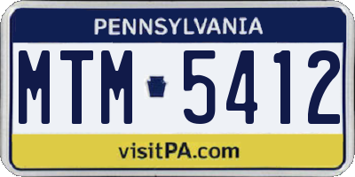 PA license plate MTM5412
