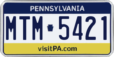 PA license plate MTM5421