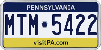 PA license plate MTM5422