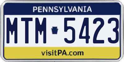 PA license plate MTM5423