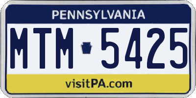 PA license plate MTM5425
