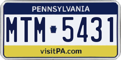 PA license plate MTM5431