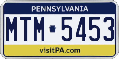 PA license plate MTM5453