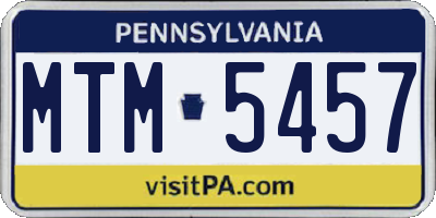 PA license plate MTM5457