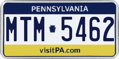 PA license plate MTM5462