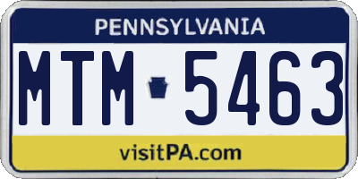 PA license plate MTM5463