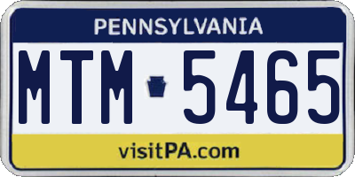 PA license plate MTM5465