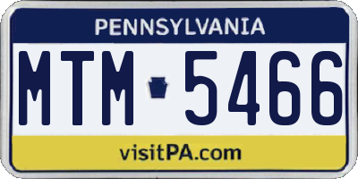 PA license plate MTM5466