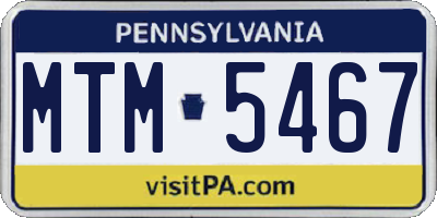 PA license plate MTM5467