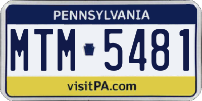 PA license plate MTM5481