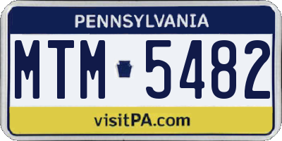 PA license plate MTM5482