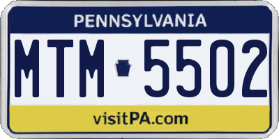 PA license plate MTM5502