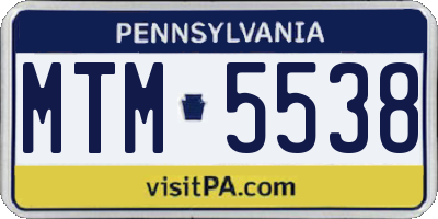 PA license plate MTM5538