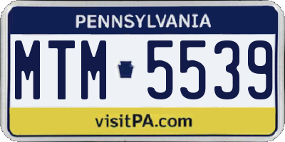 PA license plate MTM5539