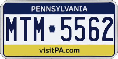 PA license plate MTM5562