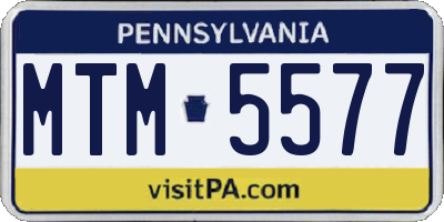 PA license plate MTM5577