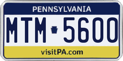 PA license plate MTM5600