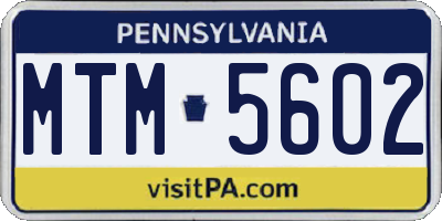 PA license plate MTM5602